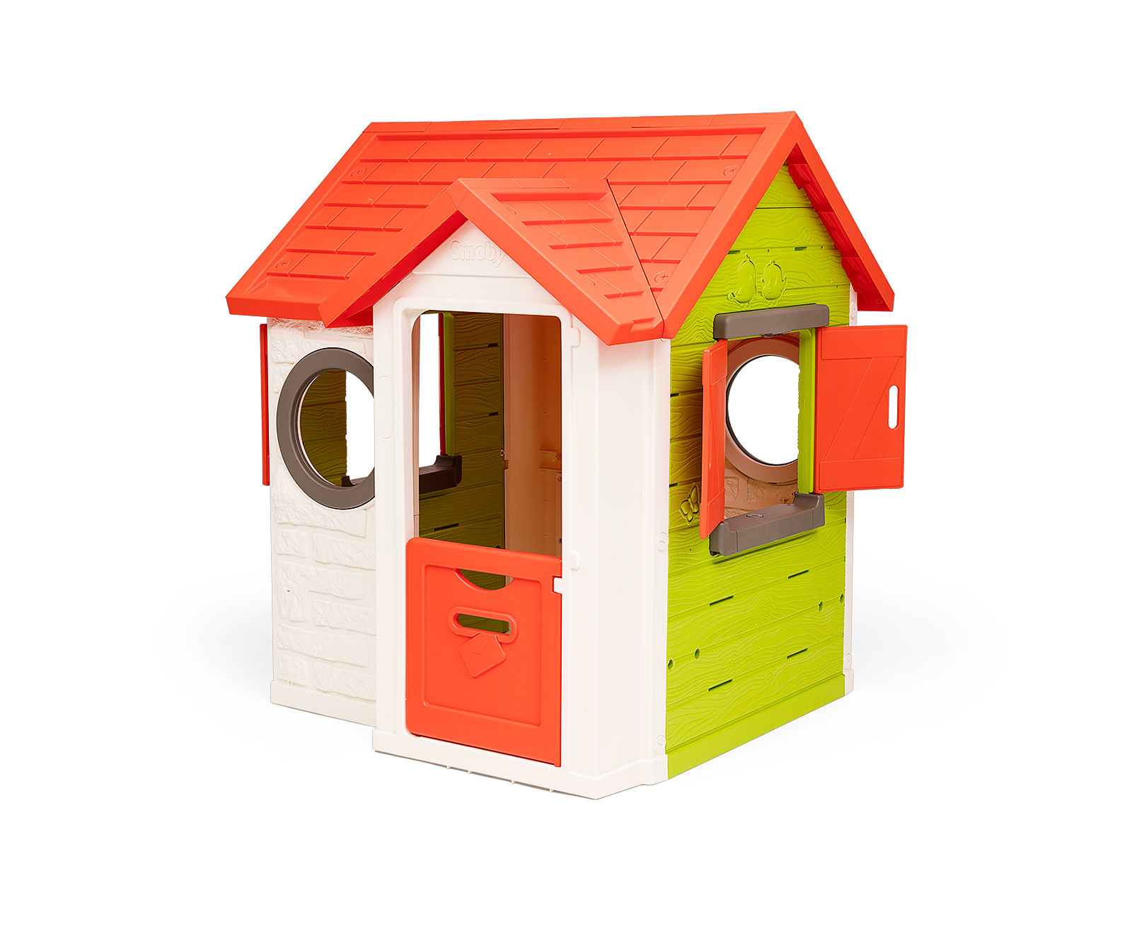 Domeček My Neo House Smoby 1 dveře 2 okna s okenicemi a 2 kulatá okna rozšiřitelný od 2 let