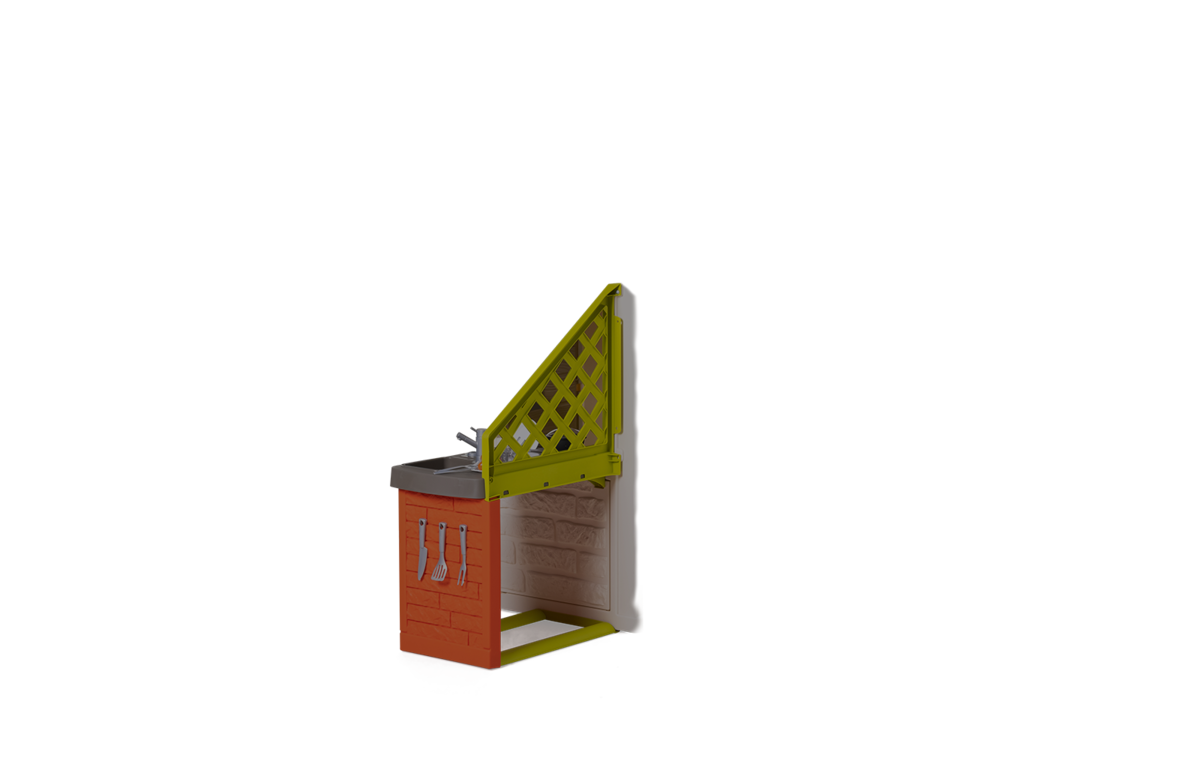 Domeček přírodní My New House Smoby rozšiřitelný 2 okna s okenicemi 2 kulatá okna a poloviční dveře 135 cm vysoký s UV filtrem od 2 let