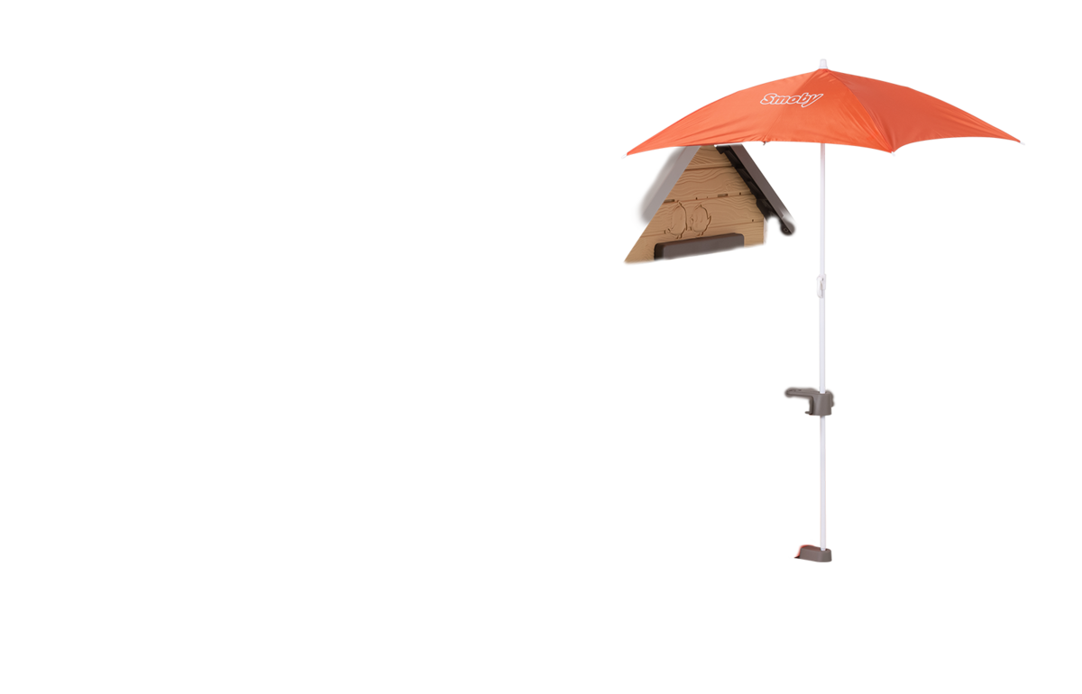 Domeček přírodní My New House Smoby rozšiřitelný 2 okna s okenicemi 2 kulatá okna a poloviční dveře 135 cm vysoký s UV filtrem od 2 let